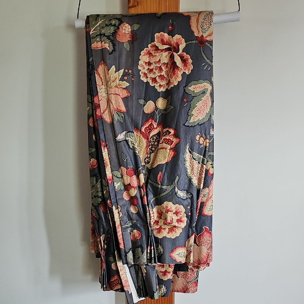 Pair Of Pleated Chintz Drapes